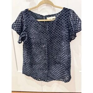 Loft Navy Flutter Sleeve Blouse‎ Size XS